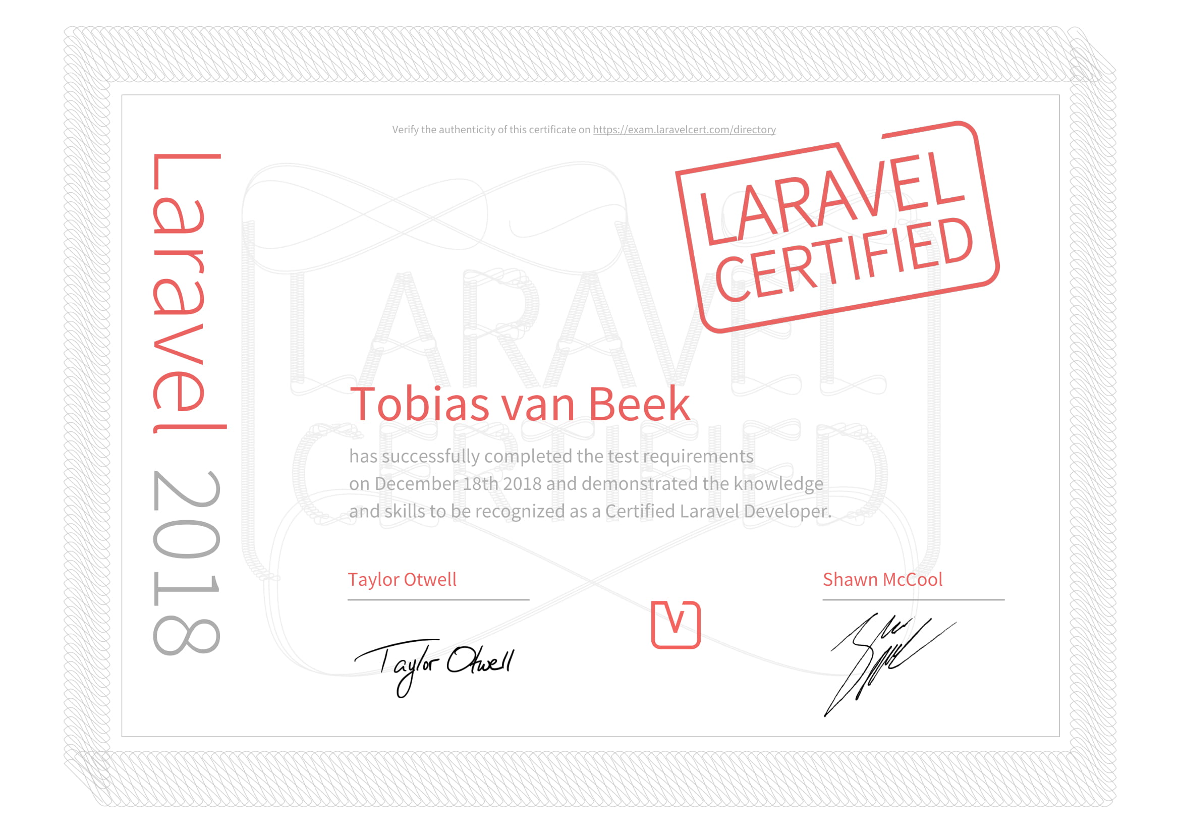 Printable Laravel Certificate
